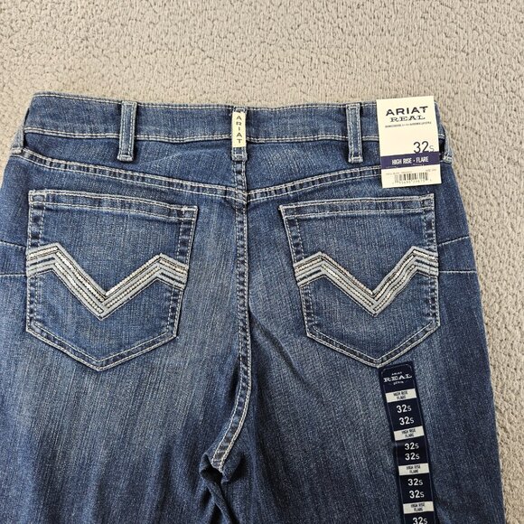 Ariat Jeans Womens 32 Short (34x30) Blue Real Denim High Rise Flare Western - Picture 14 of 16